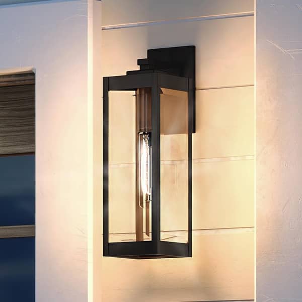 Luxury Modern Farmhouse Outdoor Wall Light, 17"H x 6"W, with Industrial ...